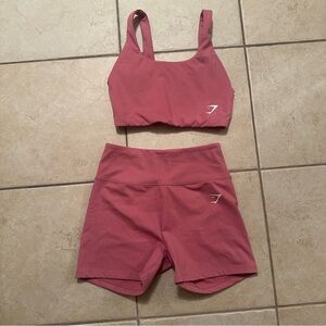 Gymshark Dusty Rose Sports Bra and Shorts Set